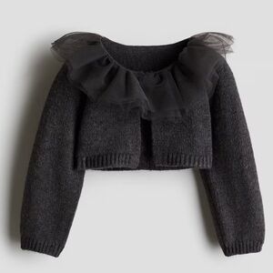 H&M - Dark Gray Ruffled Sweater with Tulle